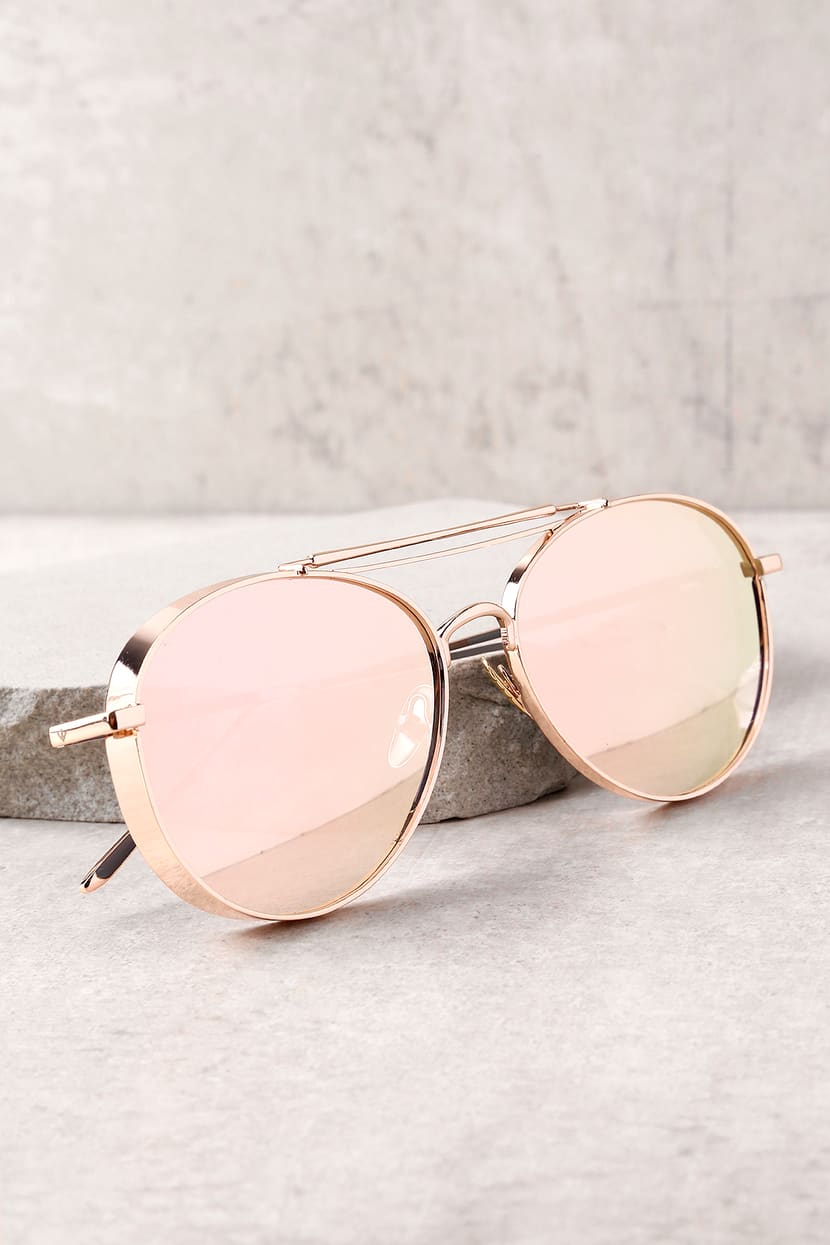 Perverse Solid Sunglasses - Rose Gold Sunglasses - Lulus