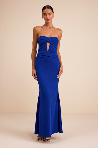 Elegant Finesse Royal Blue Pleated Cutout Maxi Dress 2