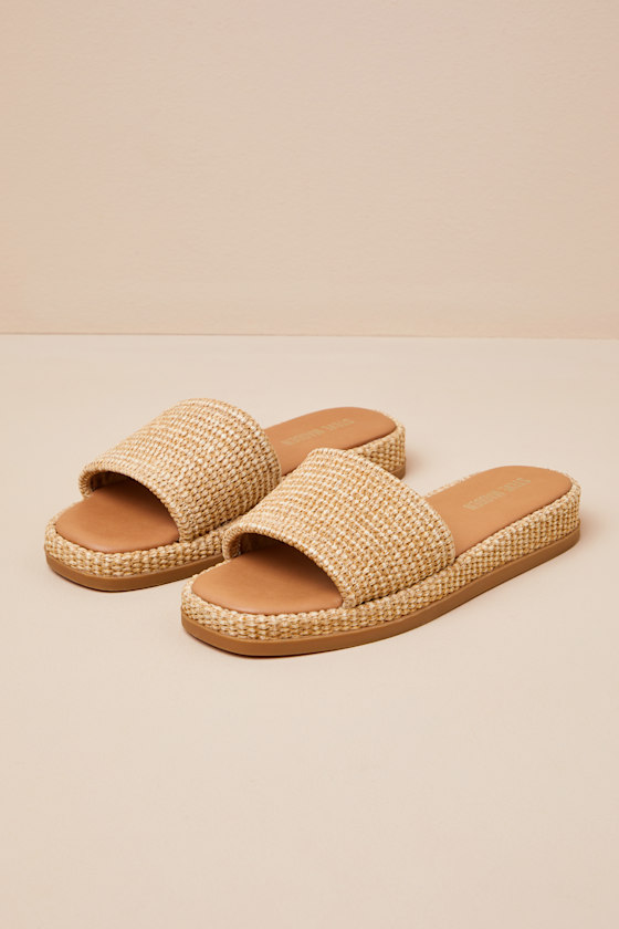 Boardwalk Natural Raffia Slide Sandals 2