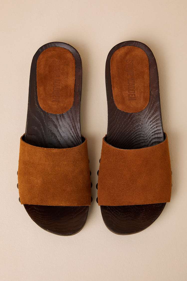 Steve Madden Cento - Chestnut Suede Sandals - Slide Sandals  display picture 1