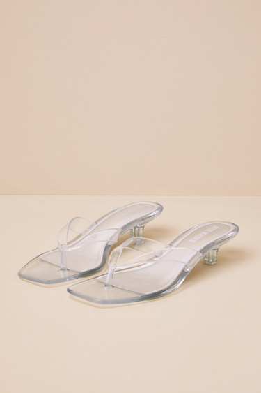 Tracie Clear Jelly Thong Kitten Heel Sandals