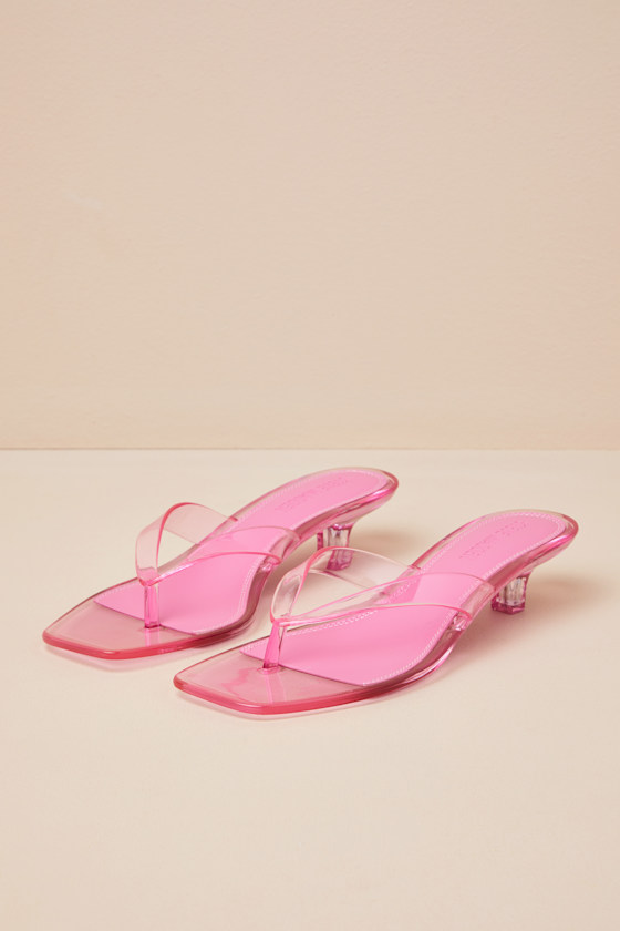 Tracie Pink Jelly Thong Kitten Heel Sandals 2