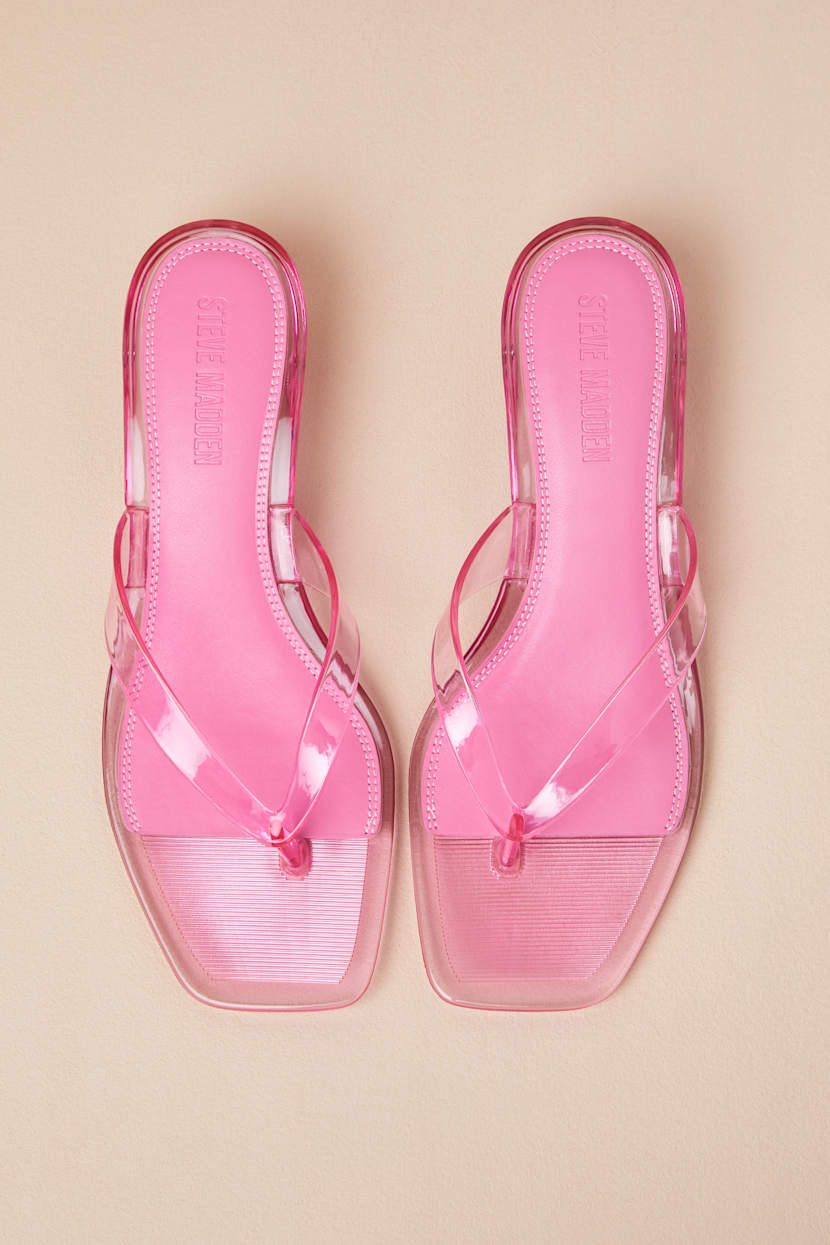 Tracie Pink Jelly Thong Kitten Heel Sandals