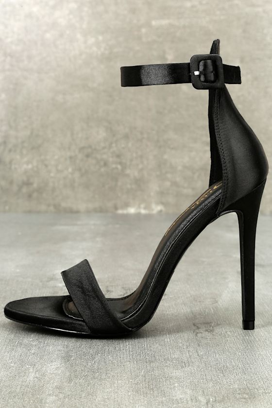 Sexy Ankle Strap Heels Black Heels Satin Heels Lulus