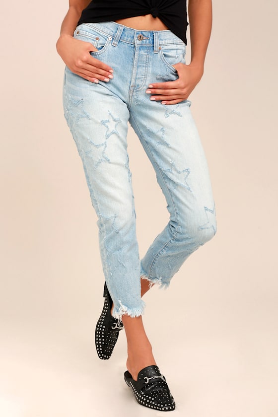 distressed star jeans