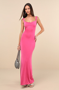 Inspiring Glamour Fuchsia Backless Column Maxi Dress 1