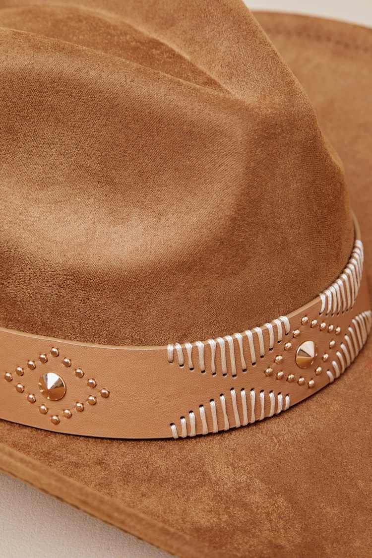 Briette Light Brown Studded Cowboy Hat