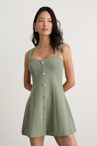 Akira Sage Button-Front Skater Mini Dress 4