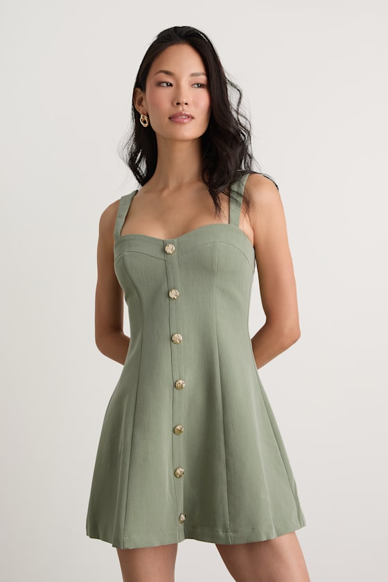 Akira Sage Button-Front Skater Mini Dress 4