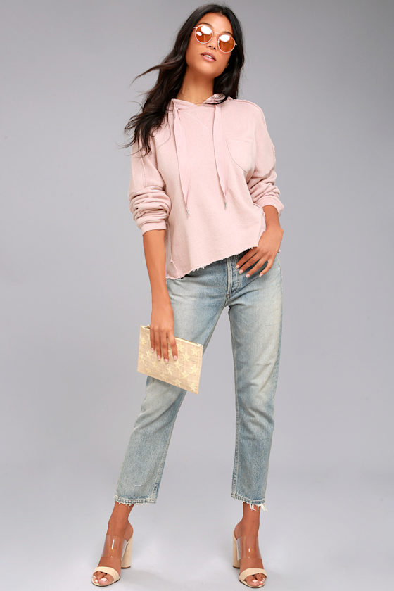 Others Follow Work It Blush Pink Cropped Hoodie 1