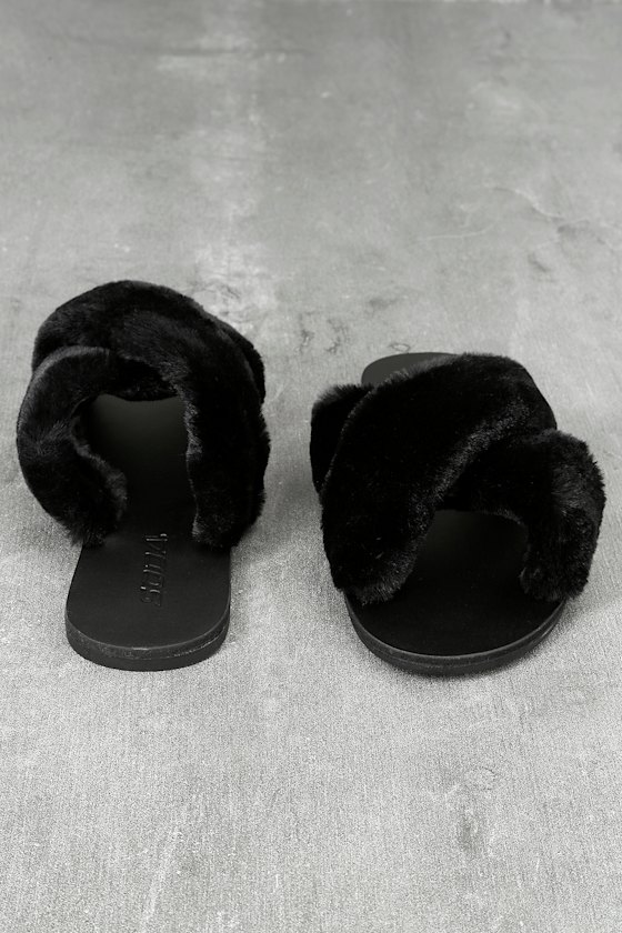 fur slide sandals