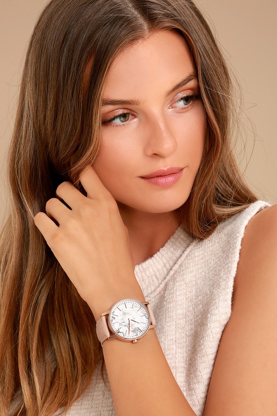 McCoy Road Ten40 White Marble and Blush Leather Watch