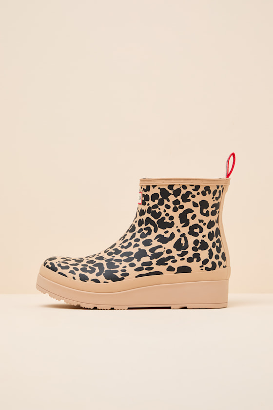 Hunter W Play Short Leopard - Shearling Rainboots - Rainboots - Lulus