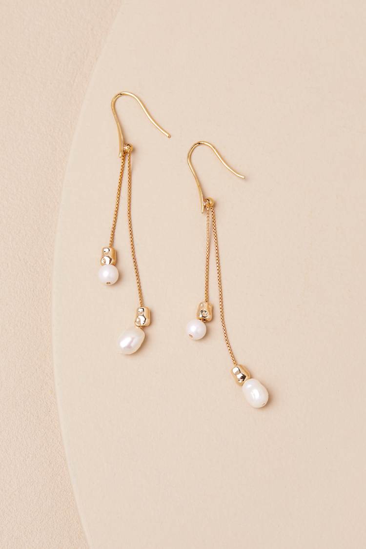 Cassarah Gold and Pearl Drop Earrings