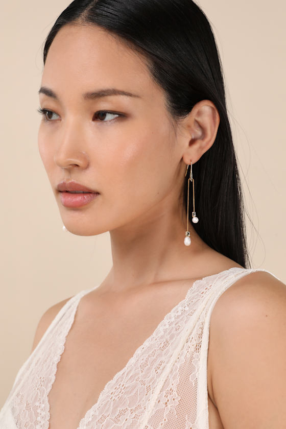 Cassarah Gold and Pearl Drop Earrings