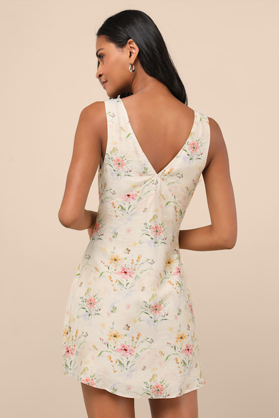 Jaziel Ivory Floral Sleeveless Mini Dress 5
