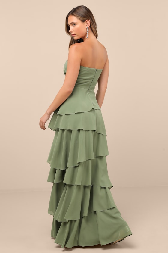 Sage Tiered Maxi Dress - Strapless Maxi Dress - Black Gown - Image 2
