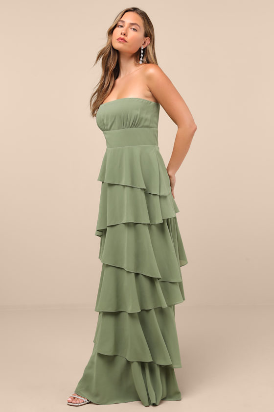 Sage Tiered Maxi Dress - Strapless Maxi Dress - Black Gown - Image 3