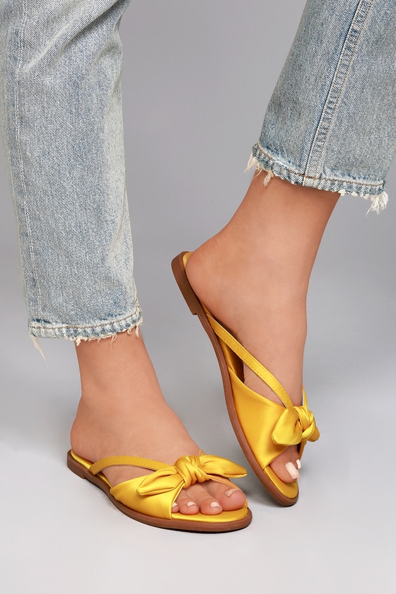 Cute Yellow Sandals - Knotted Sandals - Satin Sandals - Lulus