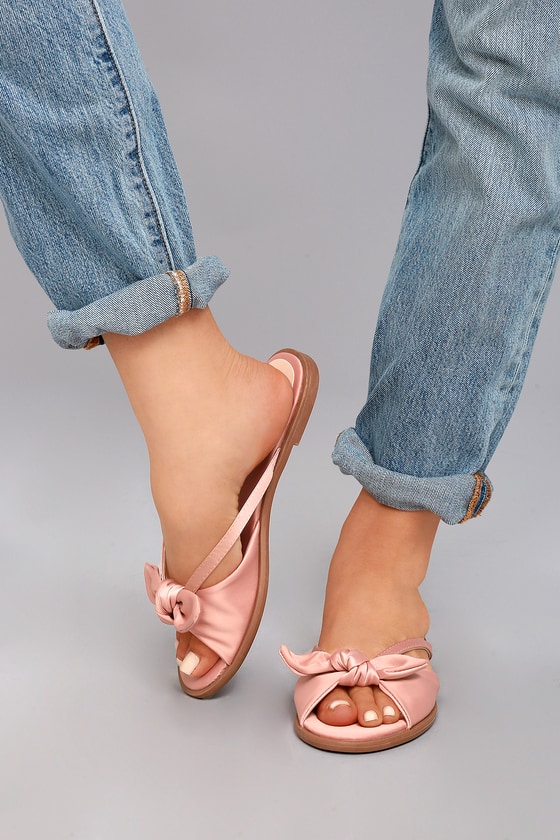 satin slide sandals