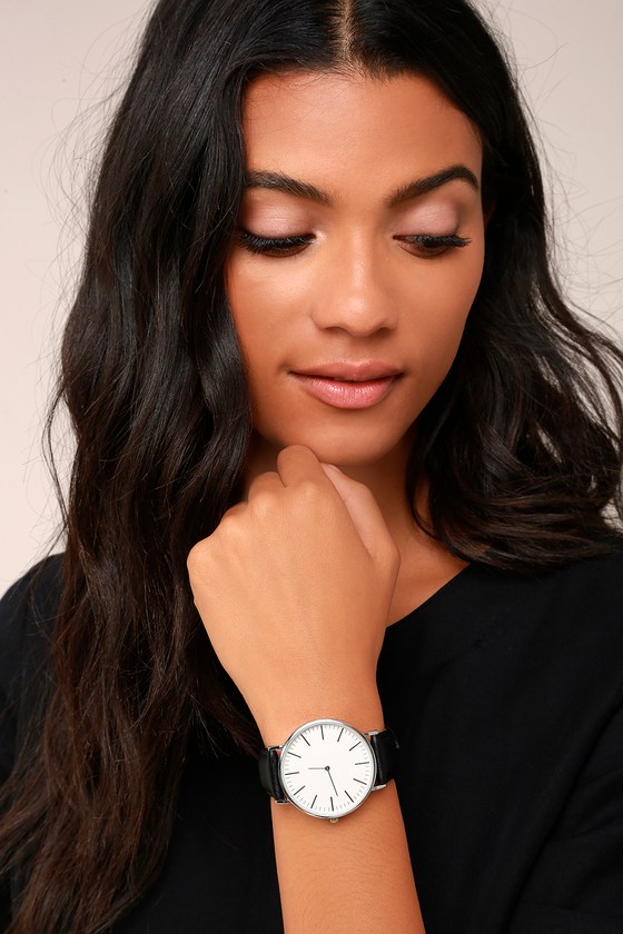 Classic Silver and Black Watch - Vegan Leather Watch - Lulus