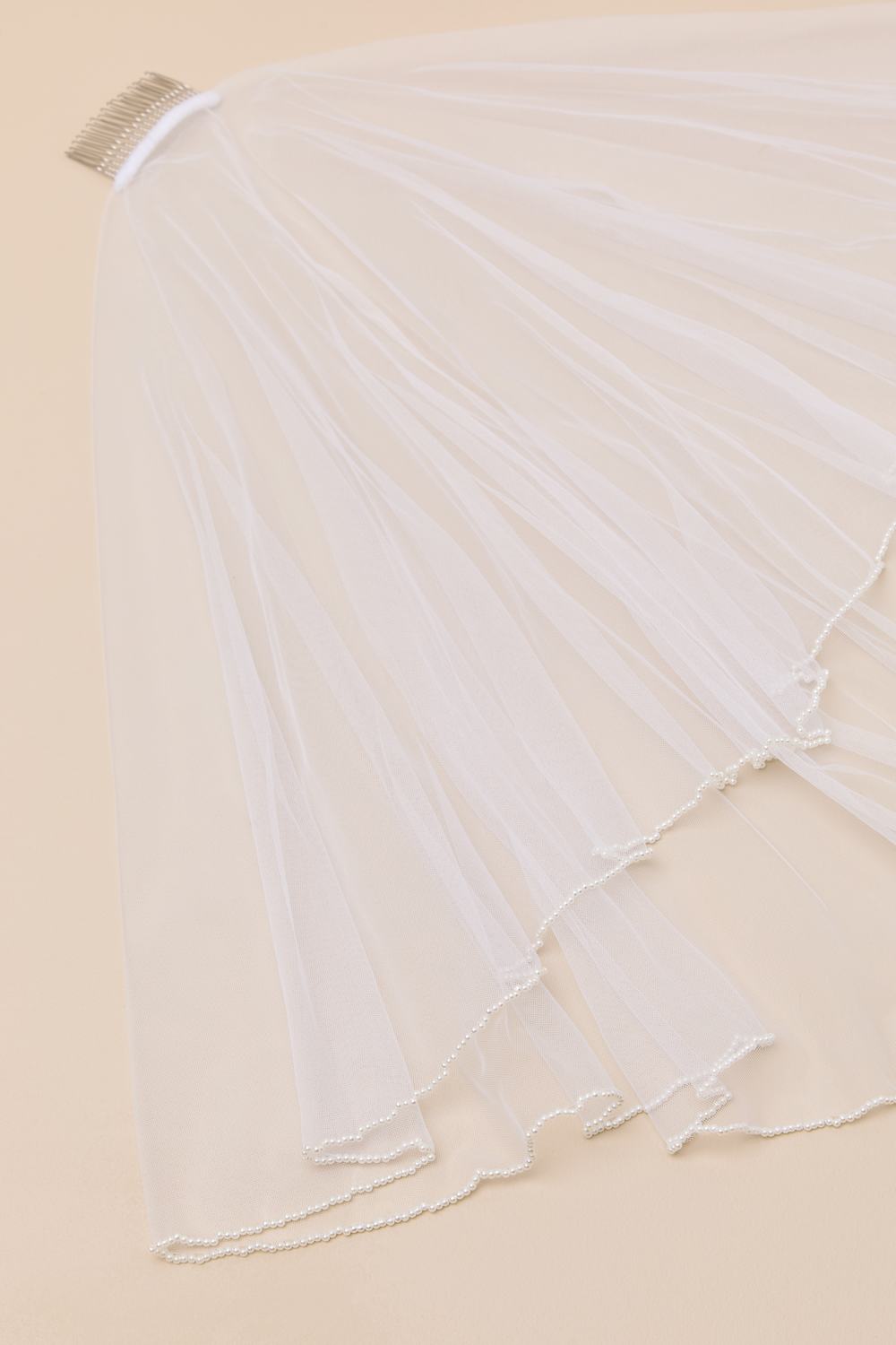 Kaya White Mesh Beaded Short Veil