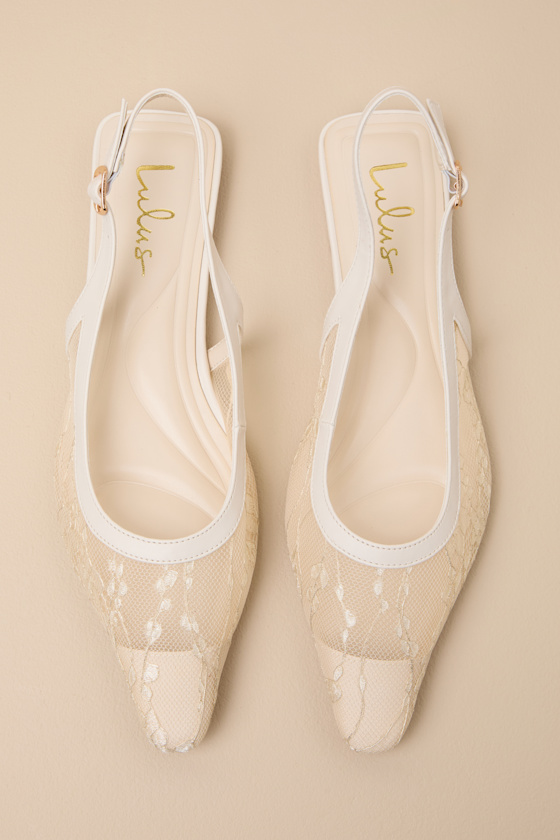 Cepheus Cream Mesh Embroidered Slingback Flats - thumbnail 4