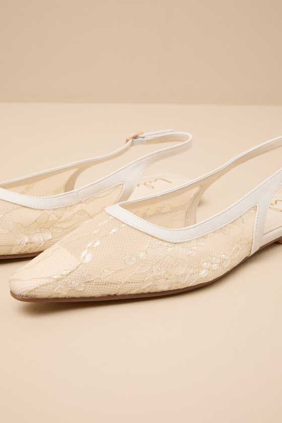 Cepheus Cream Mesh Embroidered Slingback Flats - thumbnail 5