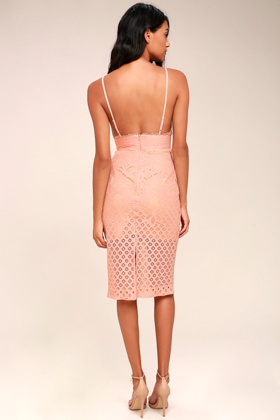 Keepsake Bridges Dress Blush Lace Dress Midi Dress