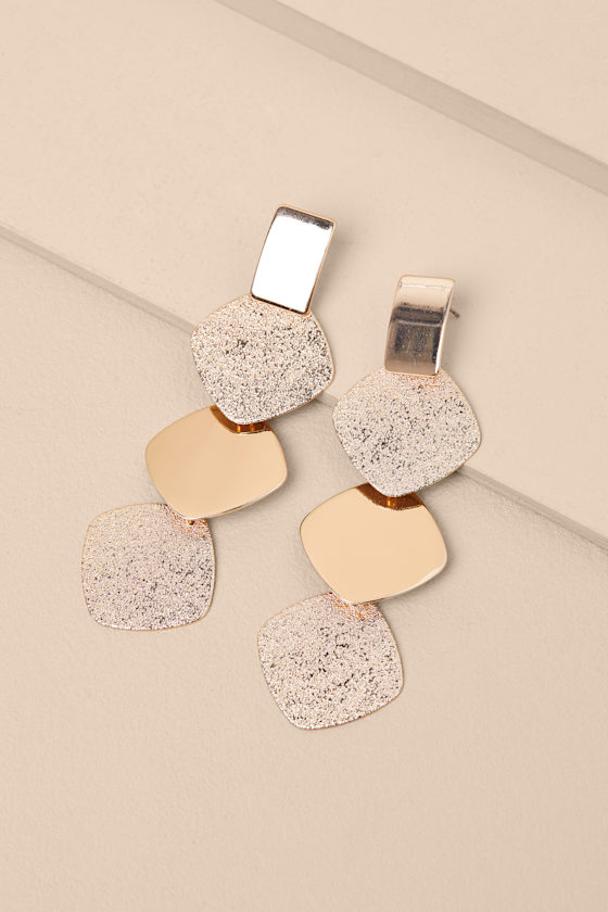 Sharley Gold Drop Statement Earrings