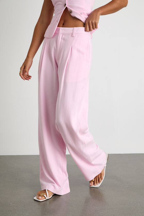Tawny Light Pink Mid-Rise Straight Leg Pants 2