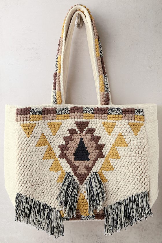 Saffron Beige Woven Tote 2