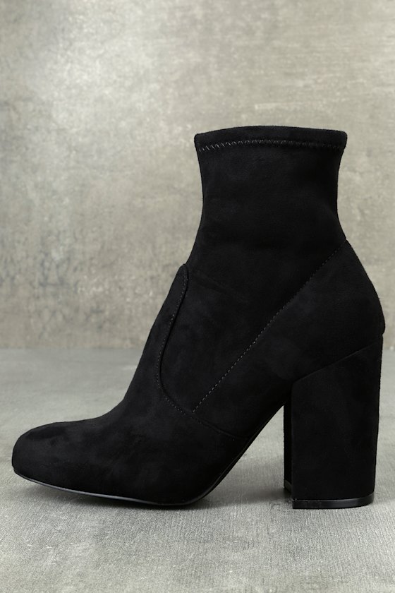 Steve Madden Gaze Black Suede Ankle Boots 1