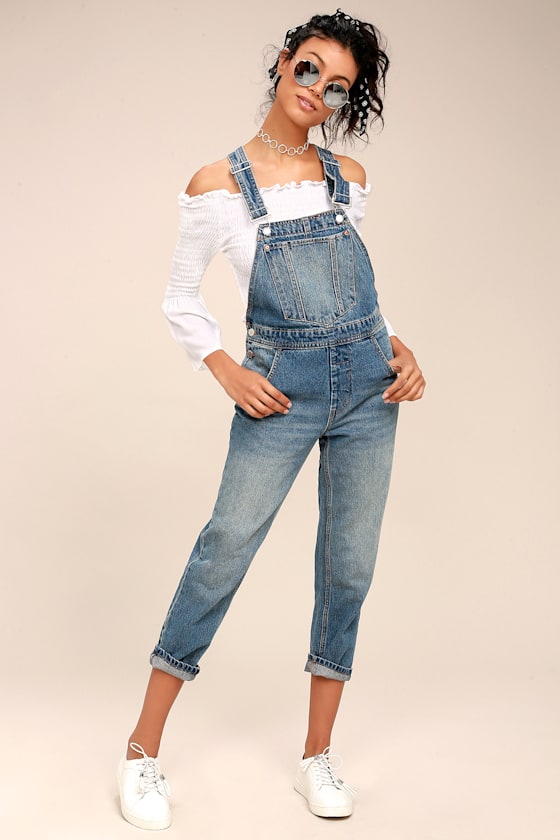 Cheap Monday Chore Dungaree Medium Wash Denim Overalls 1