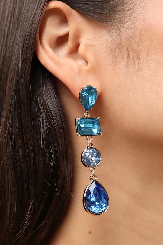 Lane Blue Rhinestone Drop Earrings 1