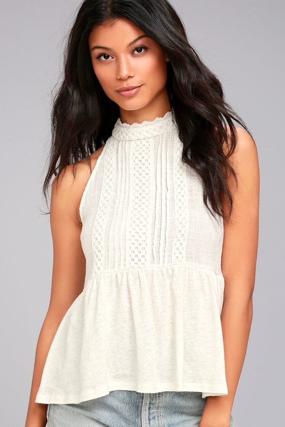 O'Neill Vivien Lace Top Peplum Top Sleeveless Top Lulus