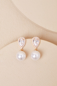 Miona Gold and White Pearl Rhinestone Drop Earrings 3