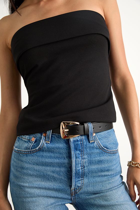 Nikora Black Ponte Knit Strapless Top 2