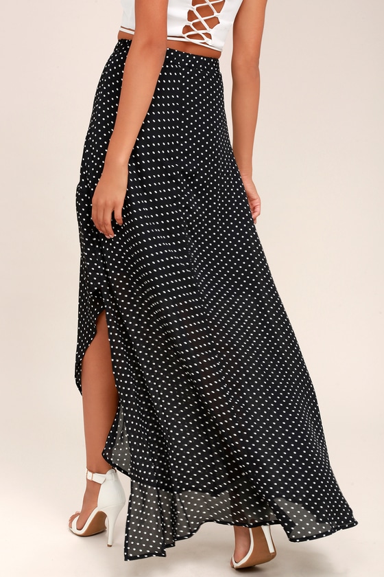 jade chevron dotted maxi skirt