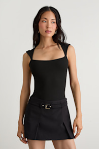 Brayden Black Square Neck Bodysuit 1