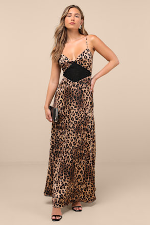 Brown Leopard Maxi Dress - Lace-Up Maxi Dress - Column Maxi Dress - Lulus Brown Leopard Maxi Dress - Lace-Up Maxi Dress - Column Maxi Dress - Lulus