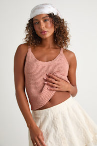Effortless Sunshine Dusty Rose Sweater Tank Top 1