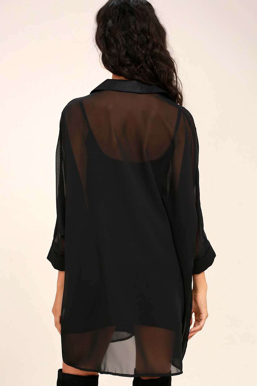 Cute Sheer Shirt Dress - Black Shirt Dress - Lulus Cute Sheer Shirt Dress - Black Shirt Dress - Lulus