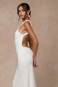 Ottiline White Textured Backless Maxi Dress 4