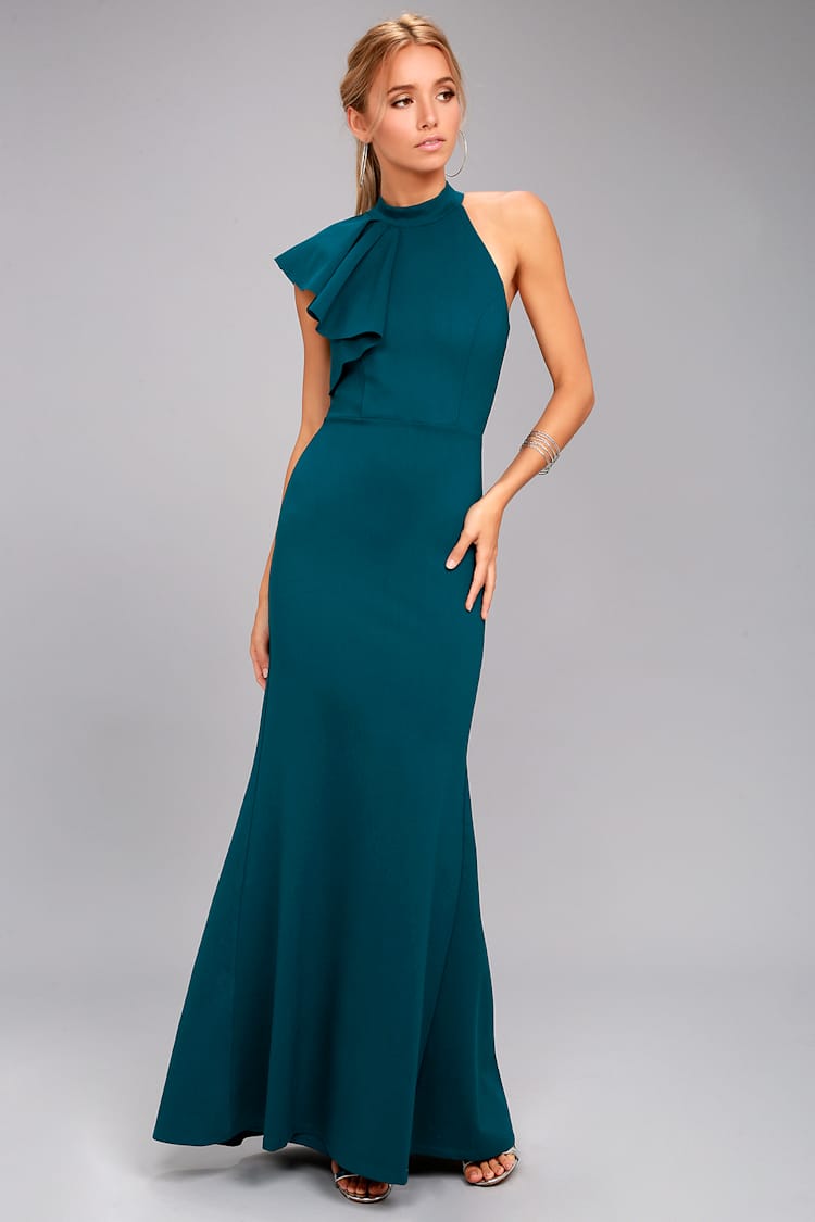Chic Teal Blue Maxi Dress - One-Shoulder Maxi Dress - Lulus