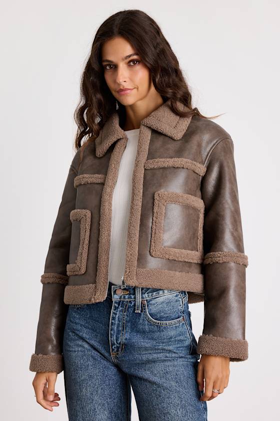 Dizzy Dark Brown Distressed Vegan Leather Jacket 1