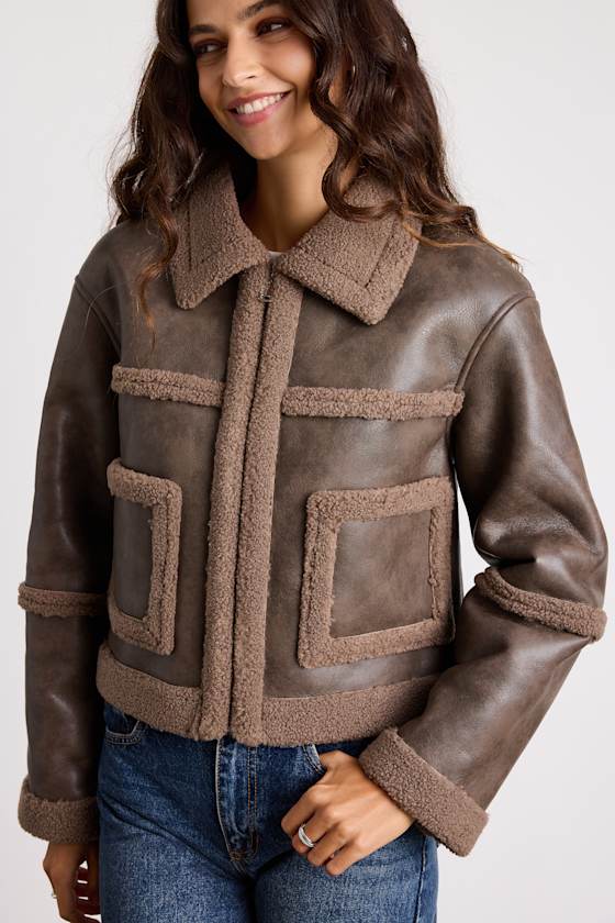 Dizzy Dark Brown Distressed Vegan Leather Jacket 2