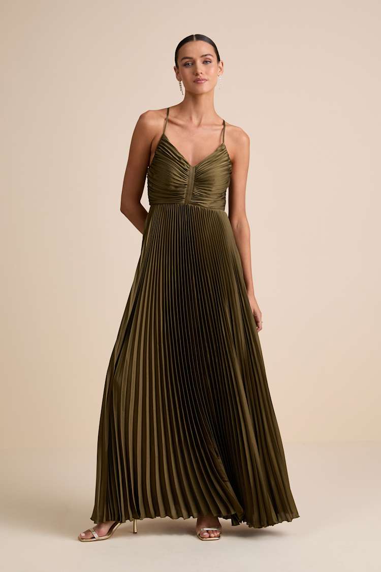 strapless open back dress Petal and Pup Women's Naira Pleated Maxi Dress main image 1