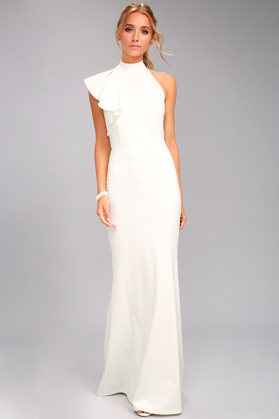 Margaux White One-Shoulder Maxi Dress 1