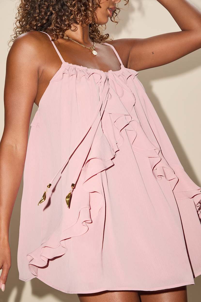 Nessie Pink Sleeveless Ruffled Mini Dress